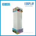 Retail promotional cardboard display hook display with bottom spin around